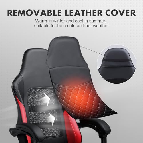 Black High Back Leather Ergonomic Gaming Chair with Footrest W408451