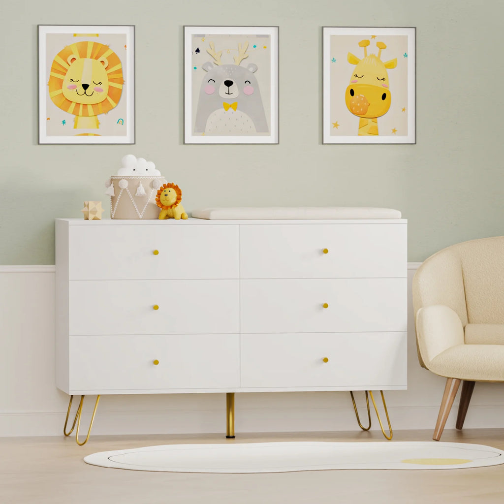 White 6 Drawer Dresser O958