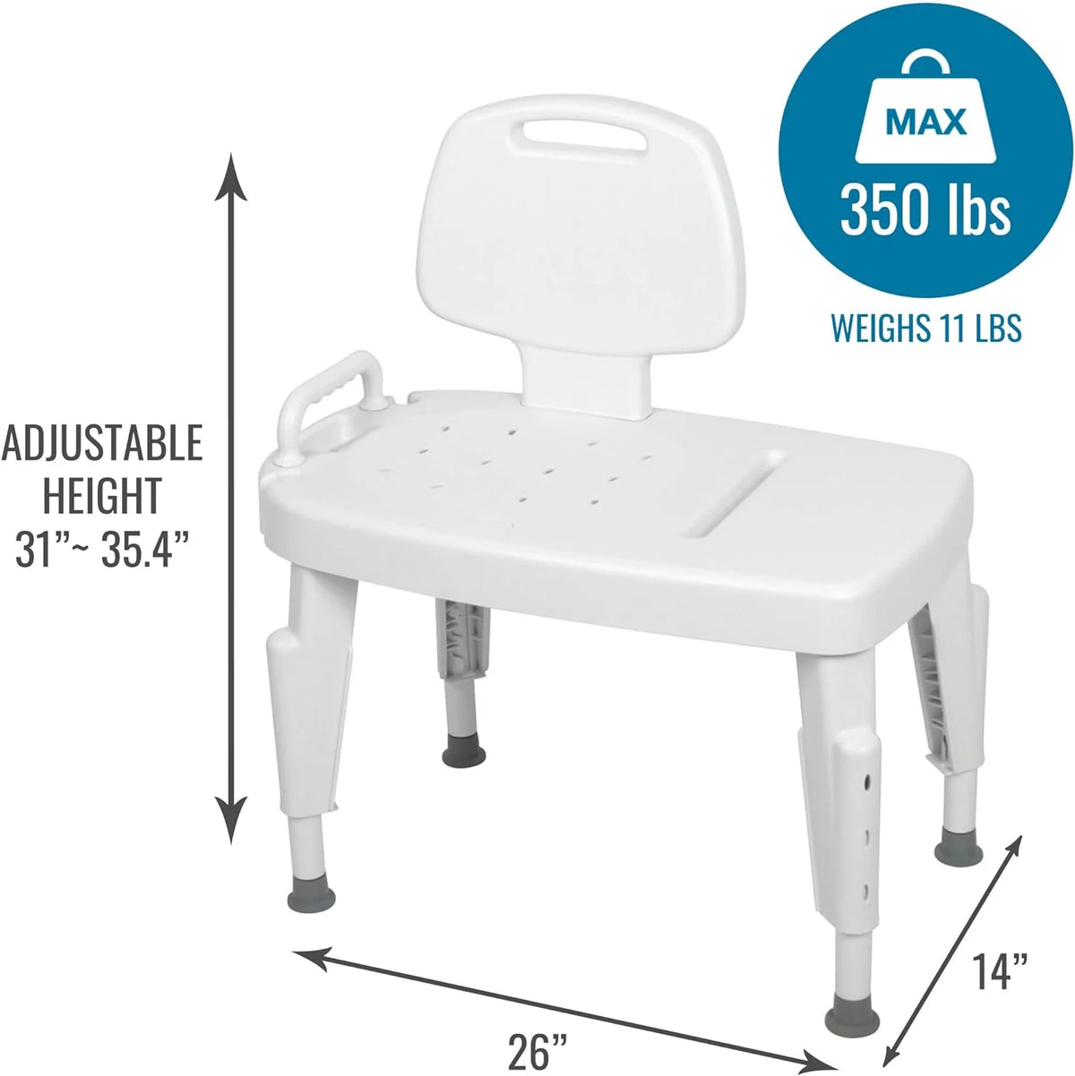 Tool-Free Universal Transfer Bench for Bathtubs & Showers M248326