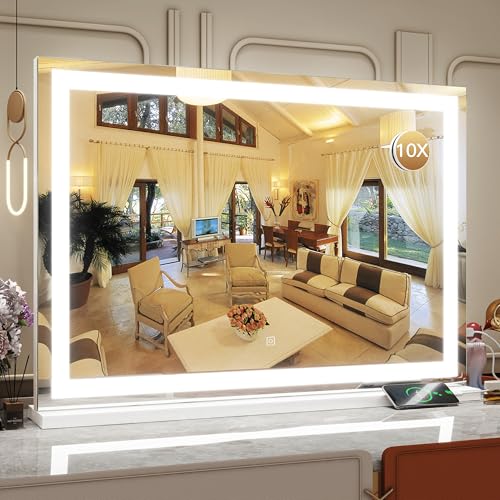 White Lighted Vanity Mirror with Lights 22" x 19" Y51193
