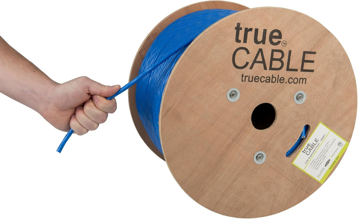 Cat6A Riser 1000ft Yellow 23AWG 4 Pair Solid Bare Copper Bulk Ethernet Cable X934565