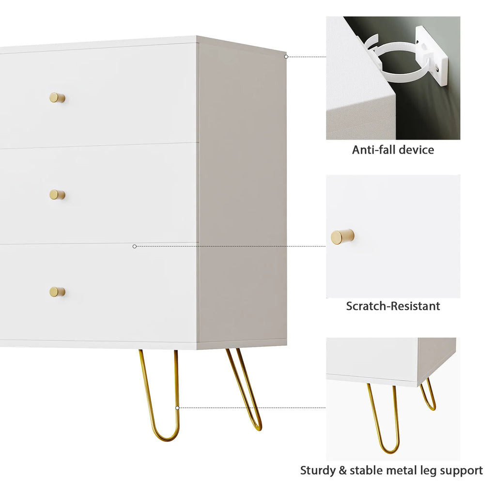 White 6 Drawer Dresser O958