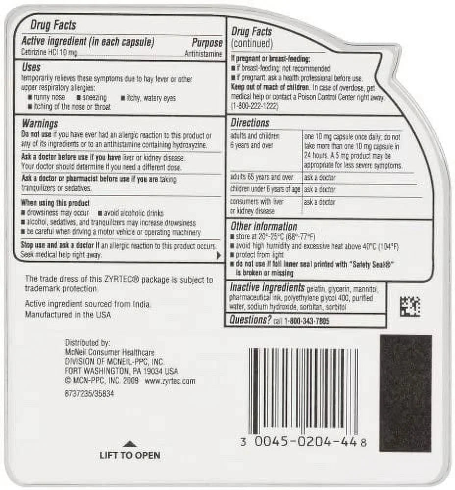 Allergy 10 mg Liquid Gels 40 Liquid Gels N7380