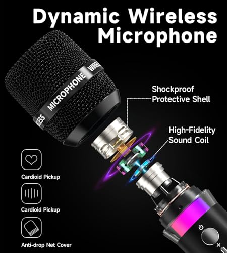 Rechargeable Wireless Microphone with LED Lights X64587