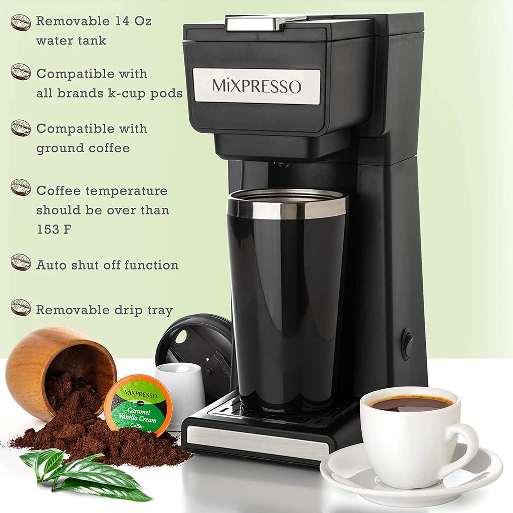 Single Serve Coffee Maker with 14oz Travel Mug D474