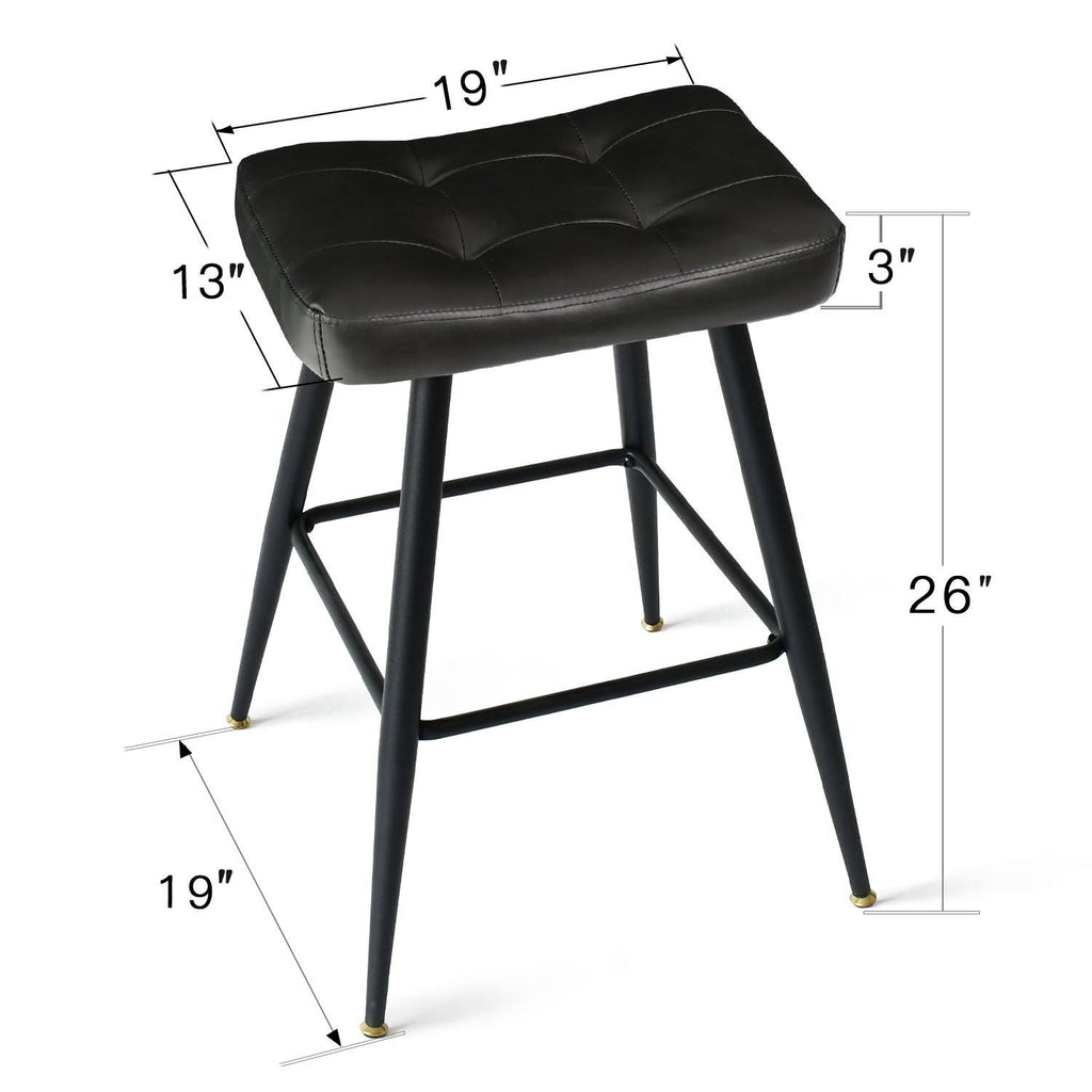 Brown Faux Leather Backless Metal Frame Saddle Counter Stool (Set of 2) E977537
