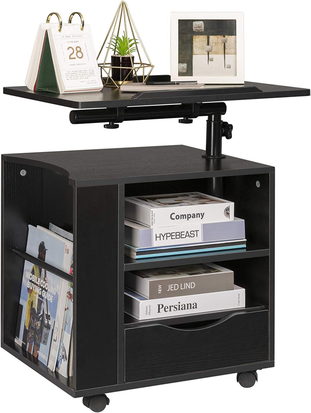 Black Wooden Bedside Table with Drawers O97132