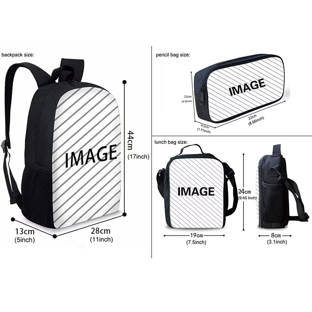 American Flag Pig Backpack Lunch Box Set of 3, Galaxy Space School Backpacks for Girls 10-12, Kids Bookbag Lunchbag Pencil Case I188564