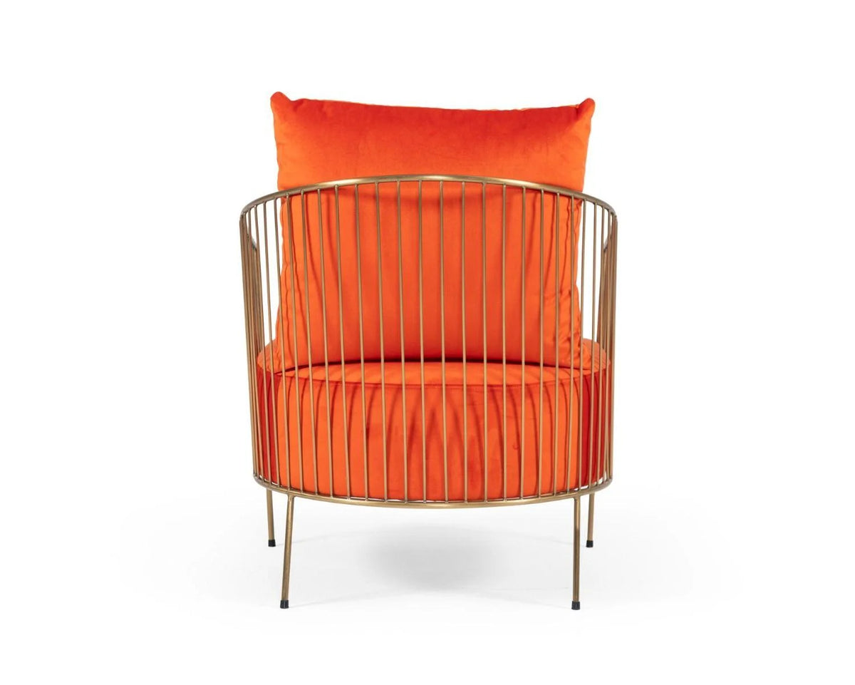 Orange Velvet Accent Chair Set 2P A523