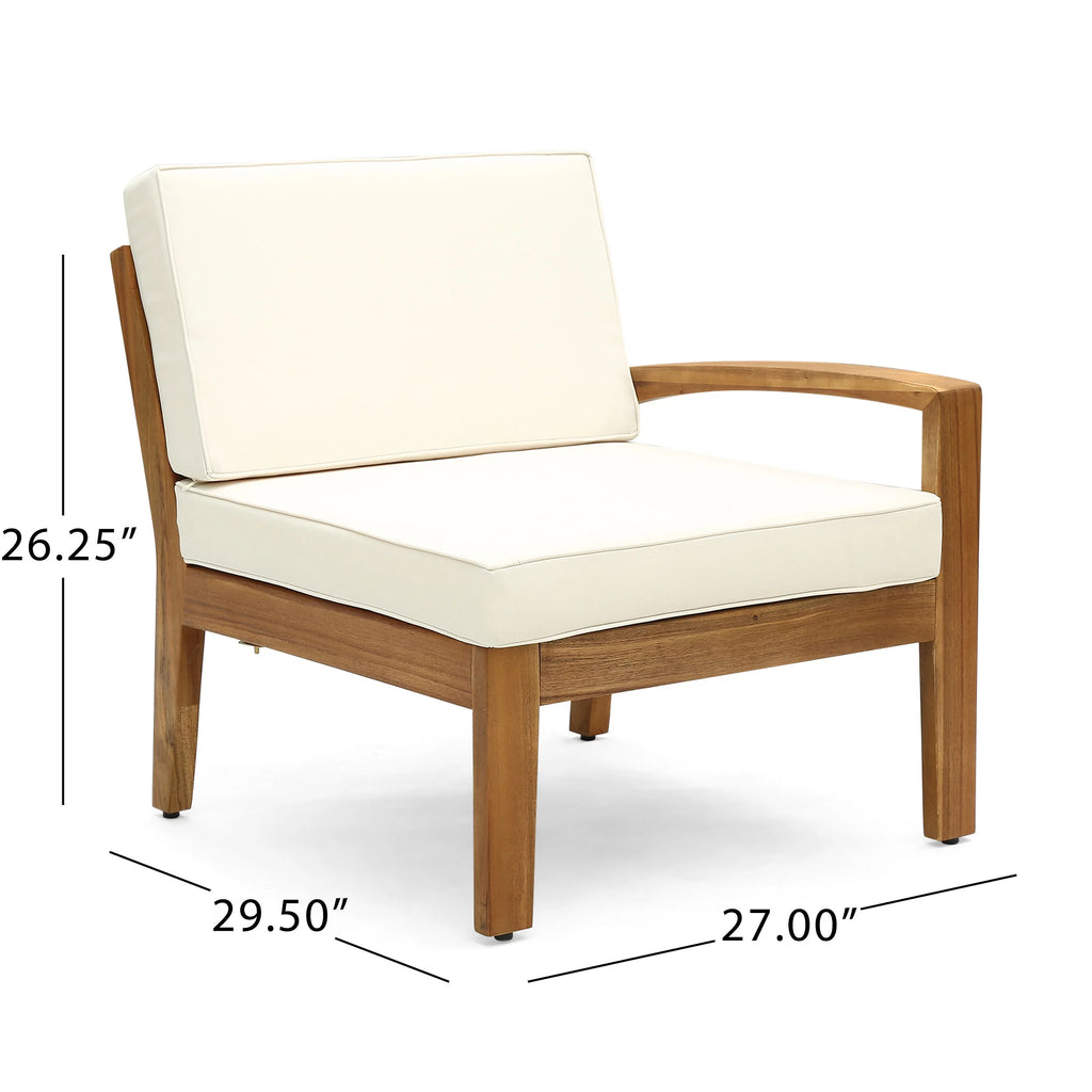 Acacia Wood 7 Seater Sectional Sofa and Loveseat Chat Set with Cushions F5464