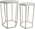 Hexagon End Table Set with Mirrored Tops B928