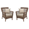 Faux Sea Grass Resin Rattan Patio Armchairs Set, Dark Brown - Set of 2 N529109