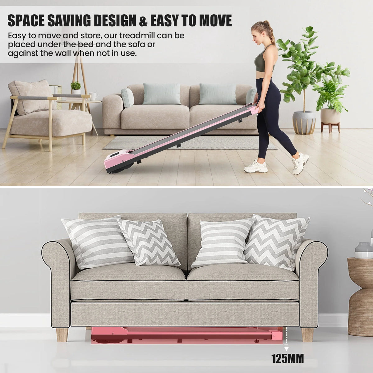 2.5Hp Portable Walking Pad with LED Display and Remote Control O37160