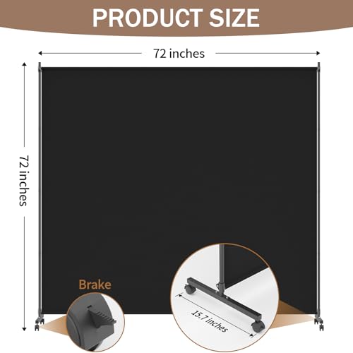 Height Adjustable Single Panel Room Divider with Caster Wheels and Brakes E412865