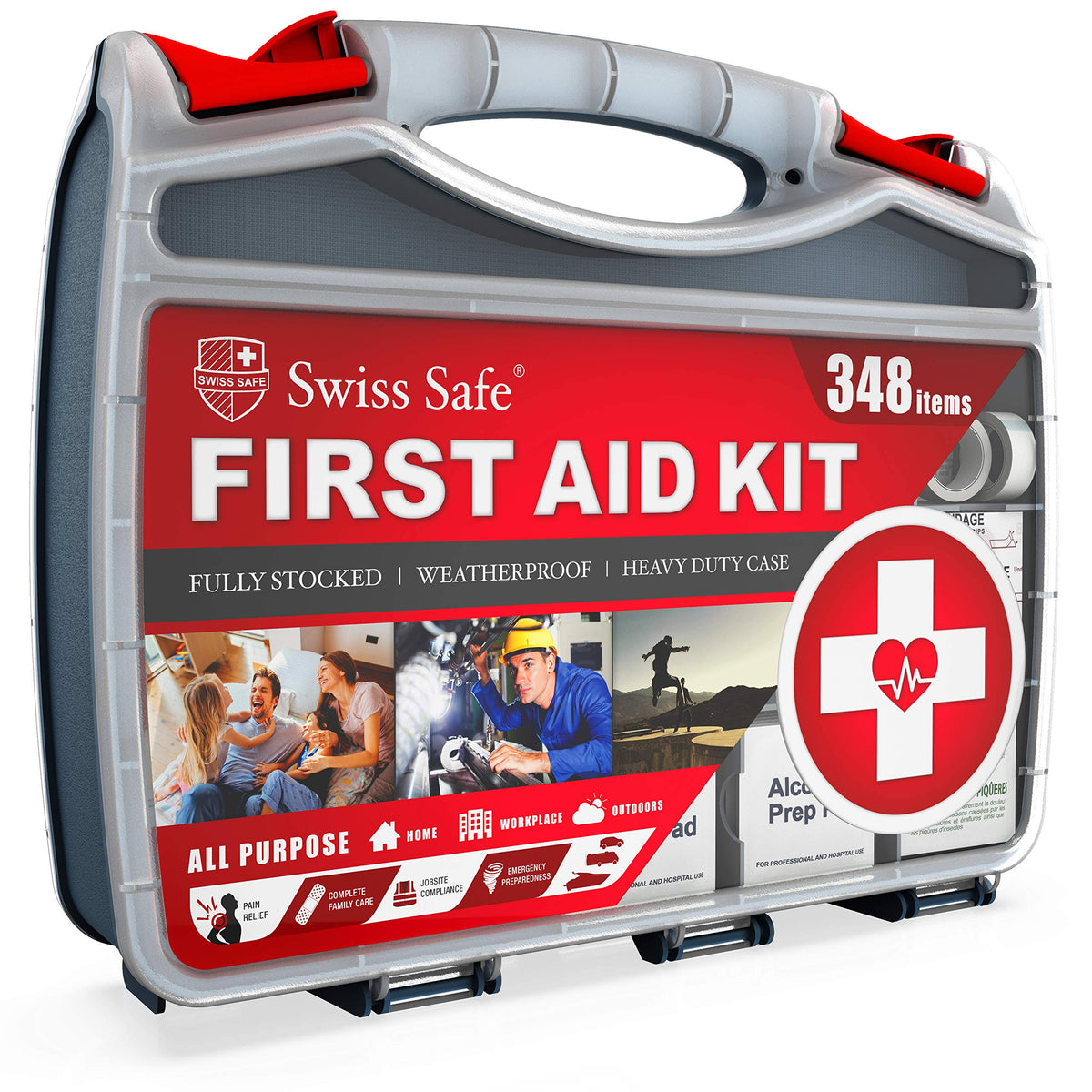2-in-1 First Aid Kit 348-piece Double-Sided Hardcase Y4225