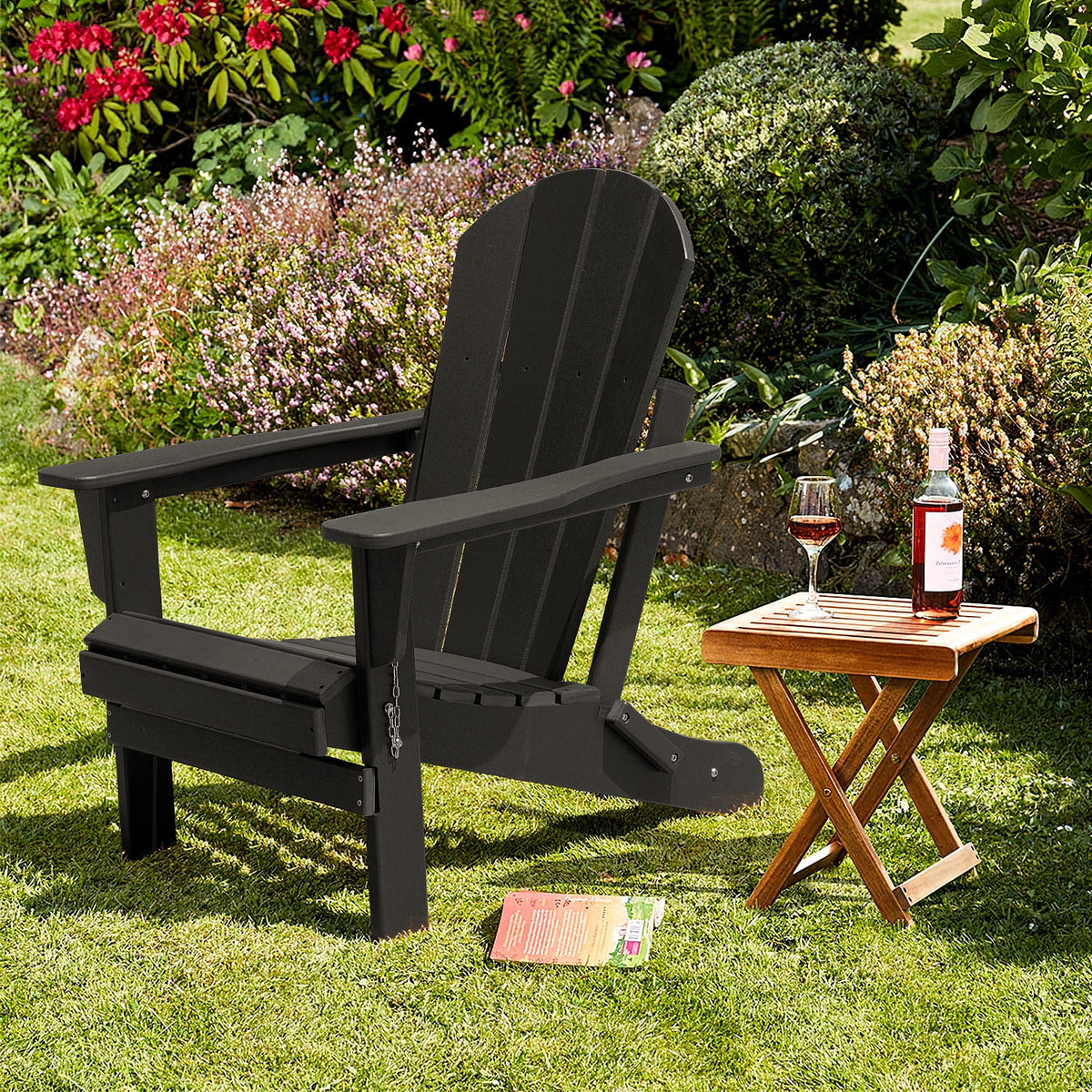 Black All Weather Resistant Resin Folding Adirondack Chair J179
