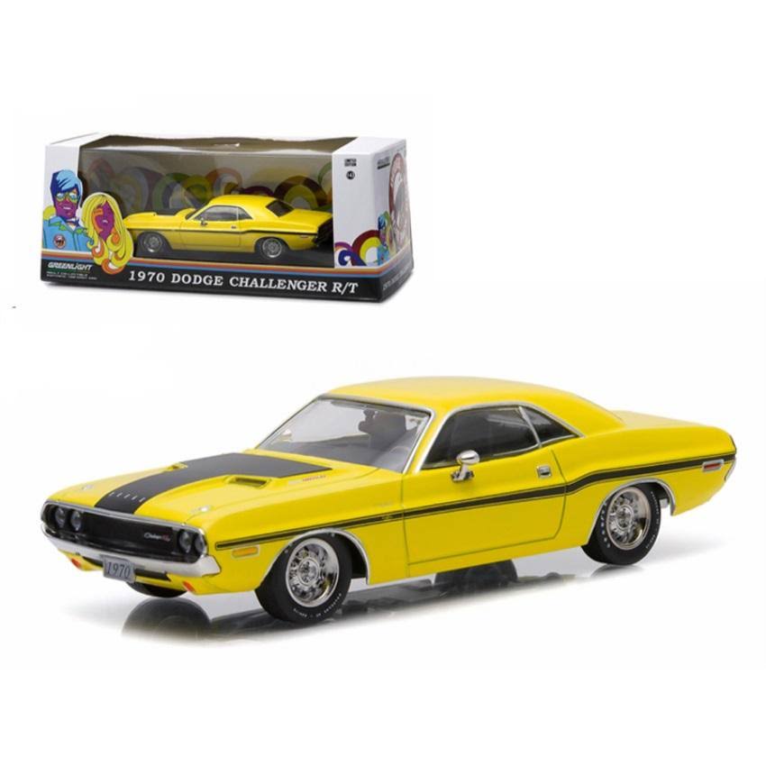 1970 Dodge Challenger R/T Yellow with Black Stripes 1/43 Diecast Model Car F675130
