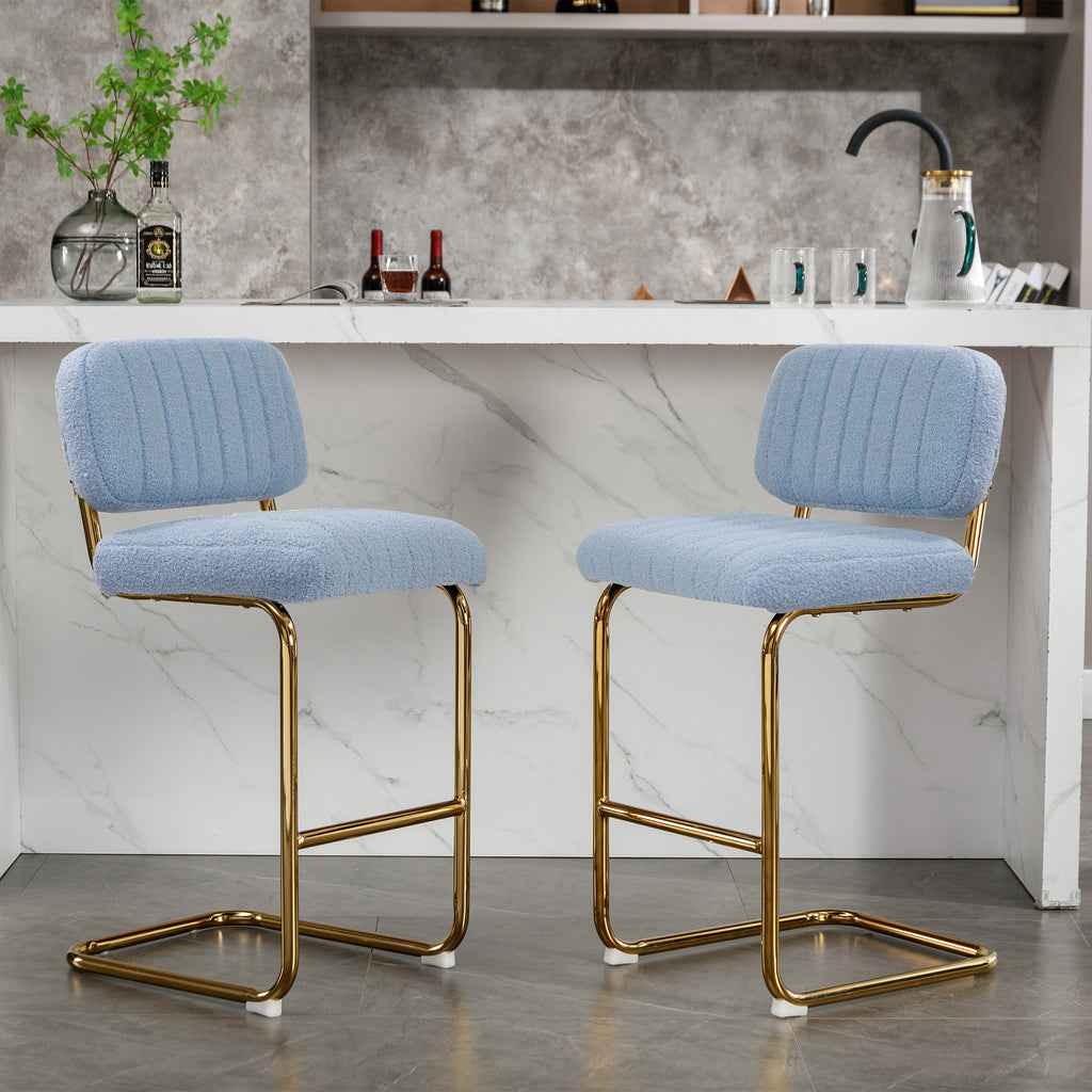 Blue Boucle Upholstered Bar Stools Set of 2 X630