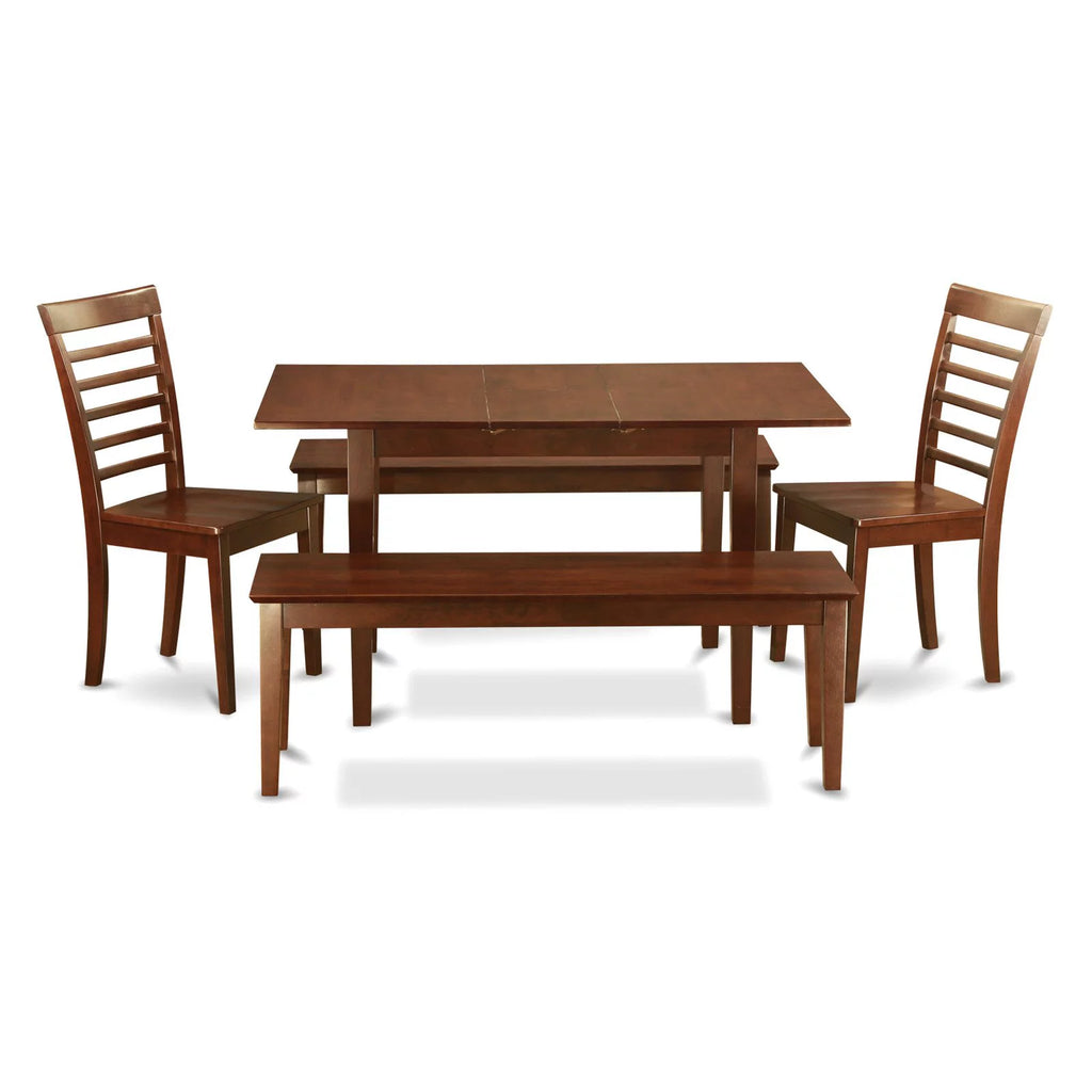 5 Pc Dining Set Table 2 Chairs 2 Benches E6448