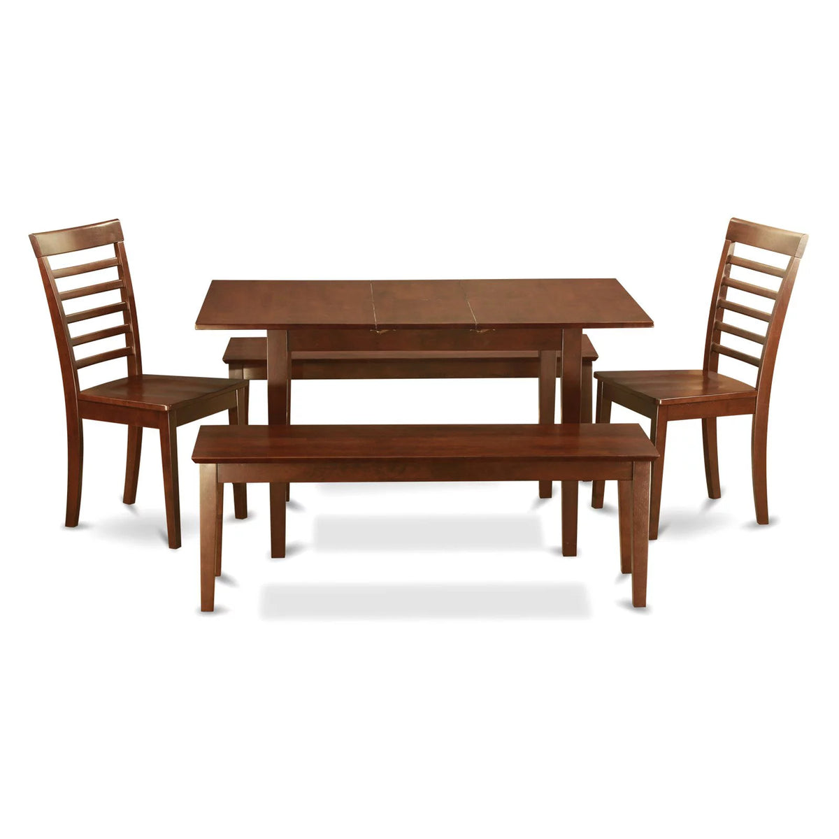 5 Pc Dining Set Table 2 Chairs 2 Benches E6448