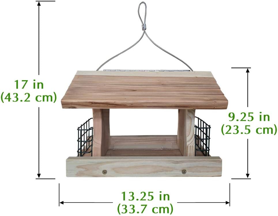 Gray Bunny Deluxe Hopper Feeder with 2 Suet Cages, Solid Wood Large Wild Bird Feeder, Hanging Birdfeeder, Pack of 2 S604
