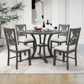 Antique Gray 5 Piece Wooden Dining Table and Chairs Set Q901