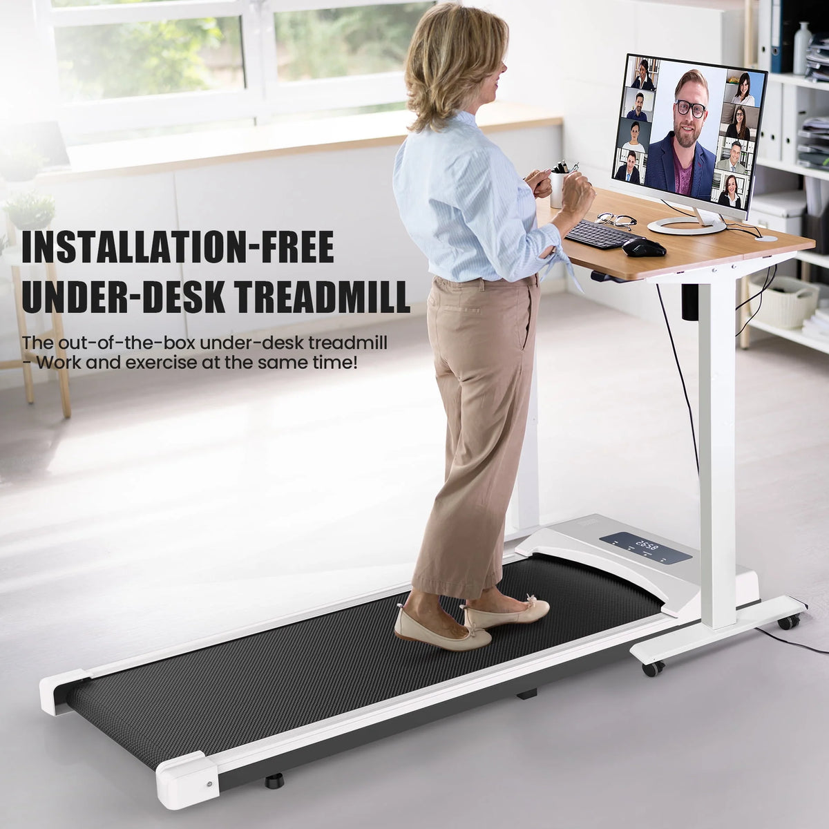2.5Hp Portable Walking Pad with LED Display and Remote Control O37160