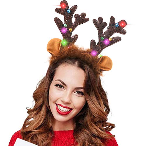 LED Reindeer Antlers Headband with Bells J8341