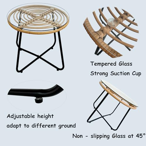 3-Piece Rattan Patio Bistro Set with Grey Cushions C473