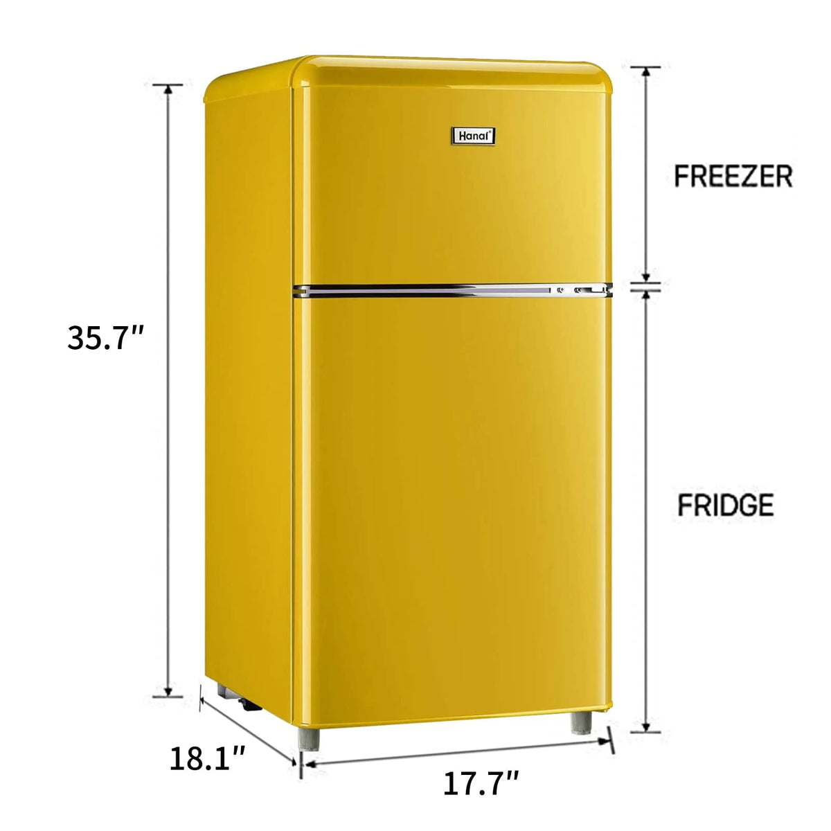 3.5 Cu.Ft 2 Doors Yellow Mini Fridge with Freezer R467