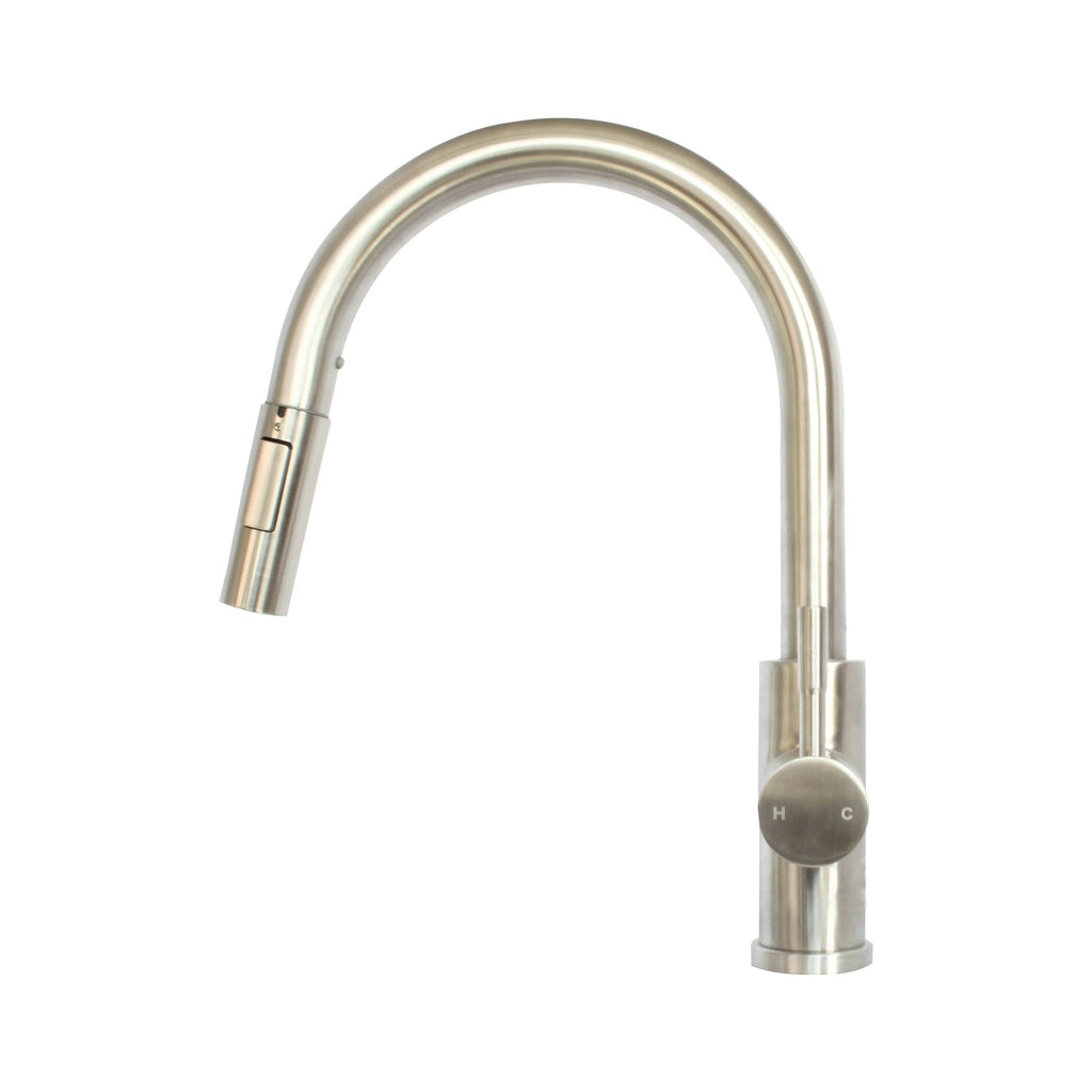 Stainless Steel Kitchen Sink Faucet Single Handle with Pull Down Sprayer Brushed Nickel E552103