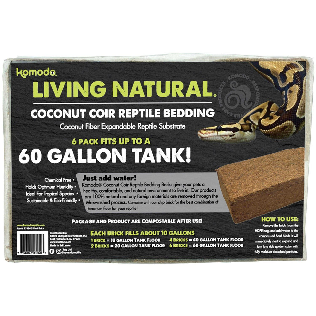 Natural Coconut Coir Reptile Bedding Brick I31589
