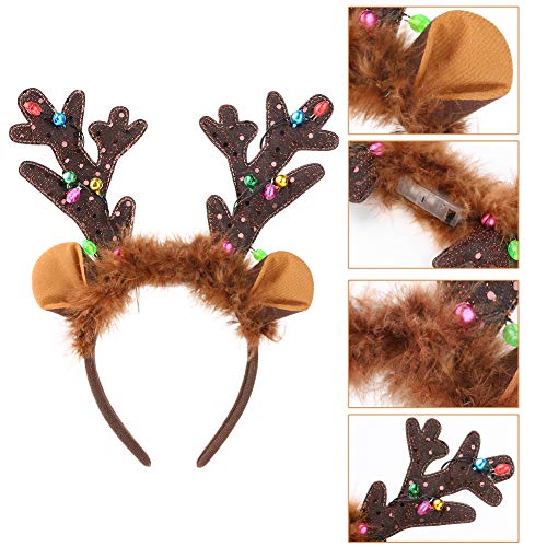 LED Reindeer Antlers Headband with Bells J8341