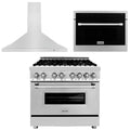 36 In. Dual Fuel Range, Range Hood, Microwave Oven in Stainless Steel U694773