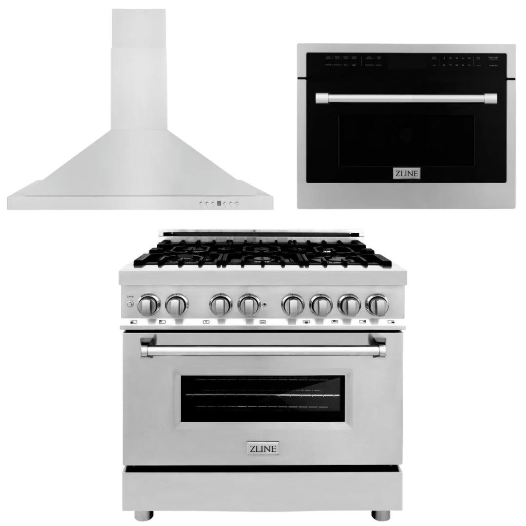 36 In. Dual Fuel Range, Range Hood, Microwave Oven in Stainless Steel U694773