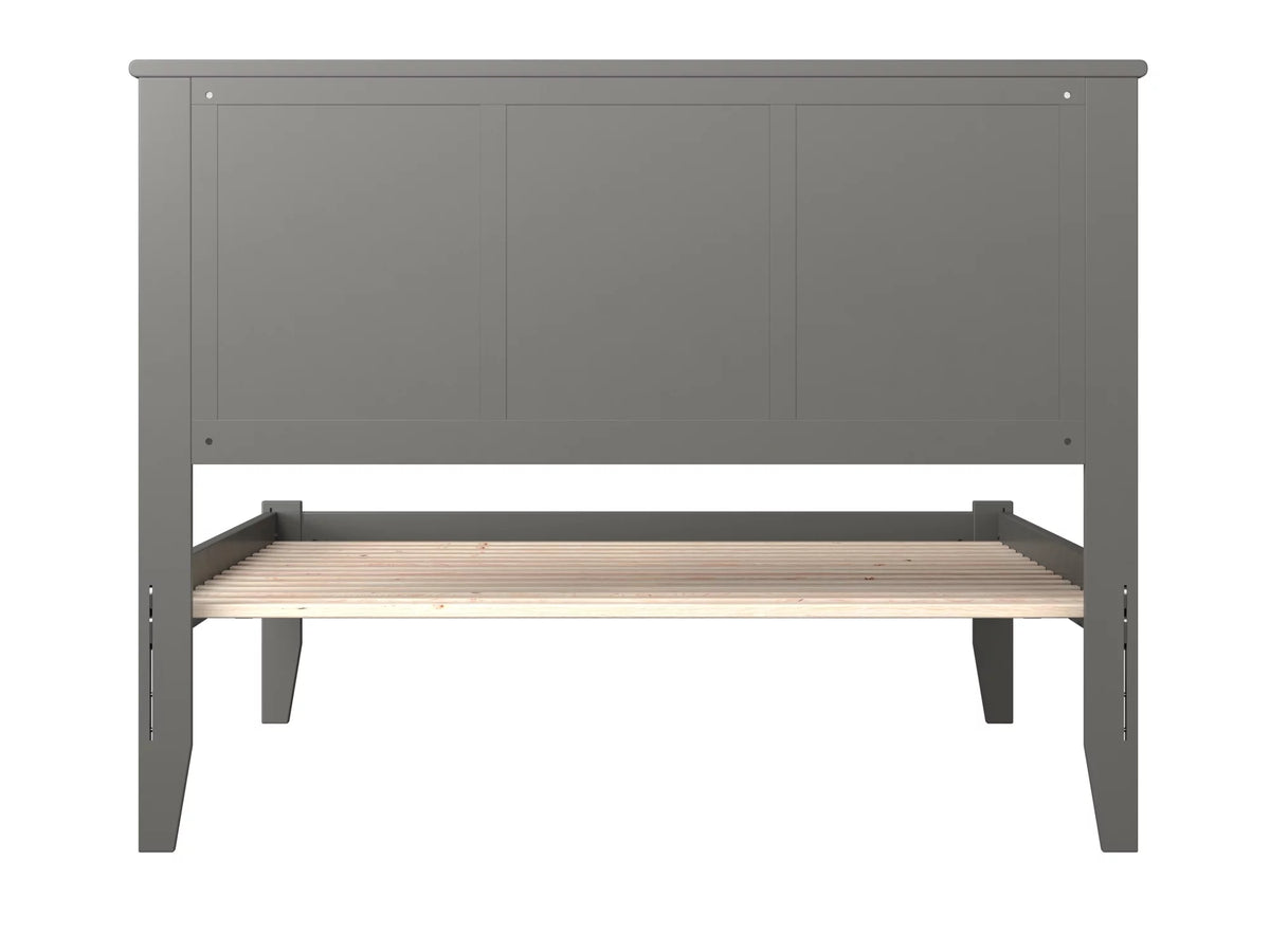 Grey Full Solid Wood Platform Bed with Panel Headboard P21072