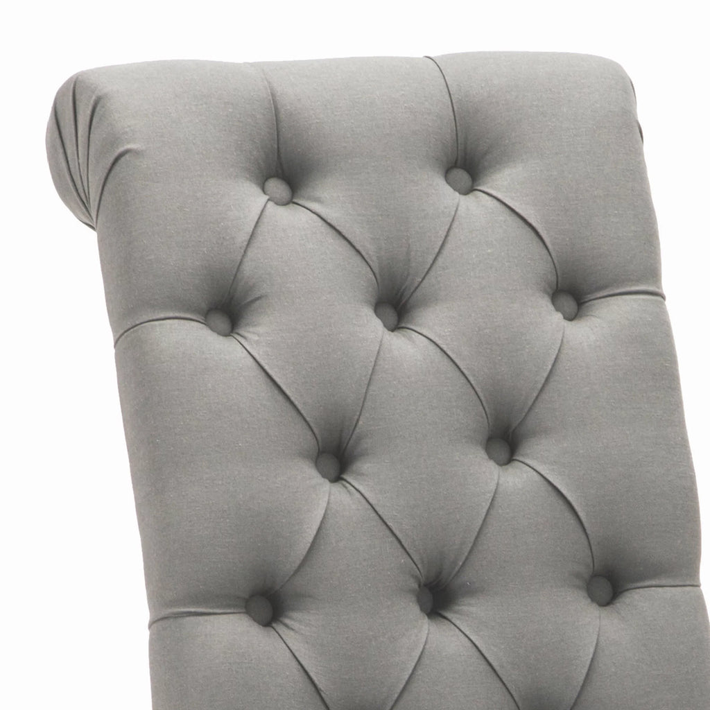 Grey Linen Fabric Tufted Dining Chair Set of 2 T84657