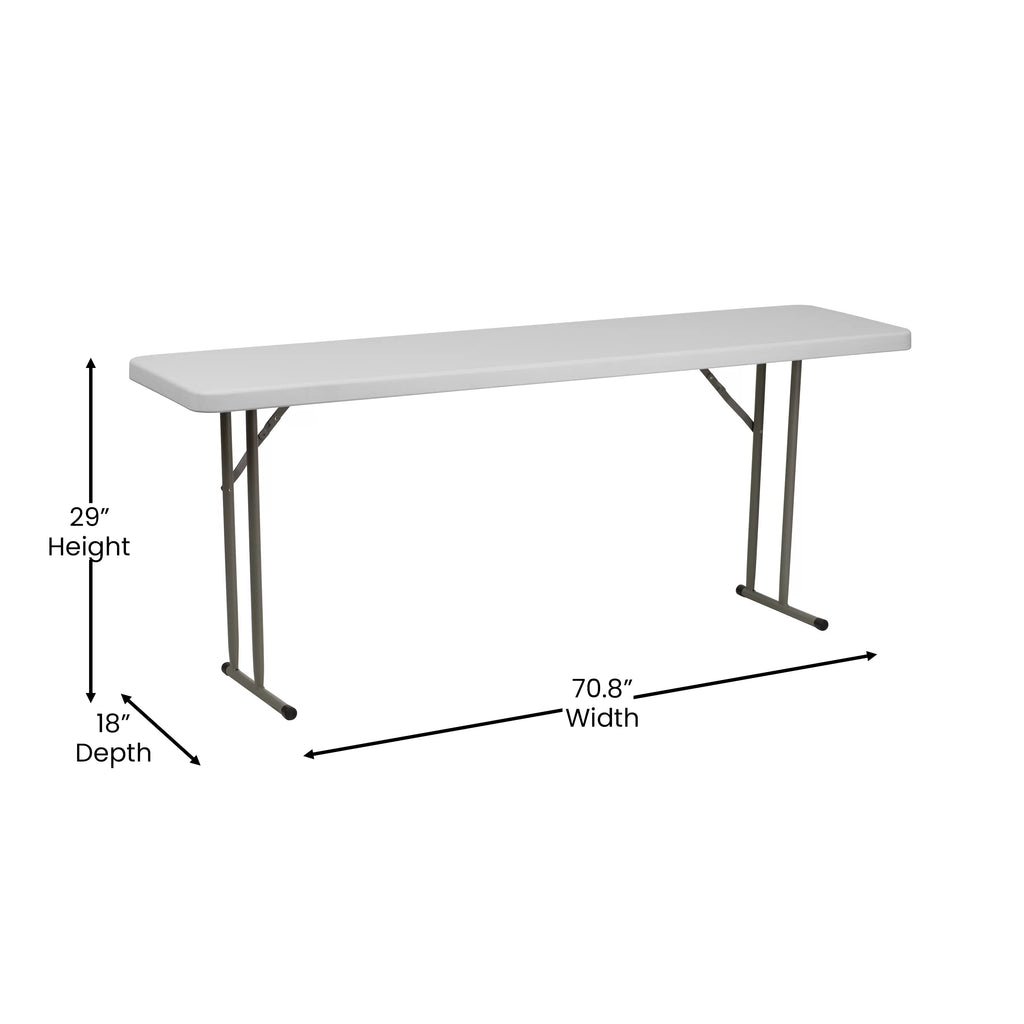 6-Foot Granite White Plastic Folding Training Table L637