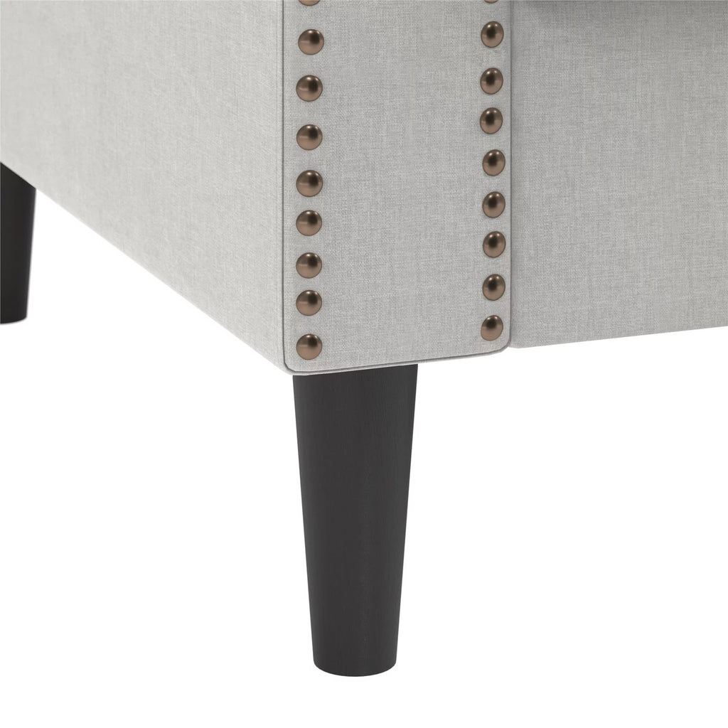Gray Linen Sofa with Nailhead Trim K6187