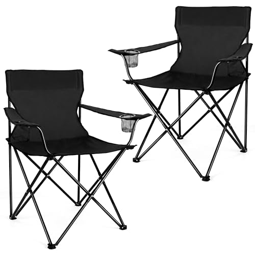 Portable Folding Camping Chair with 2 Cup Holders & Carry Bag R8923