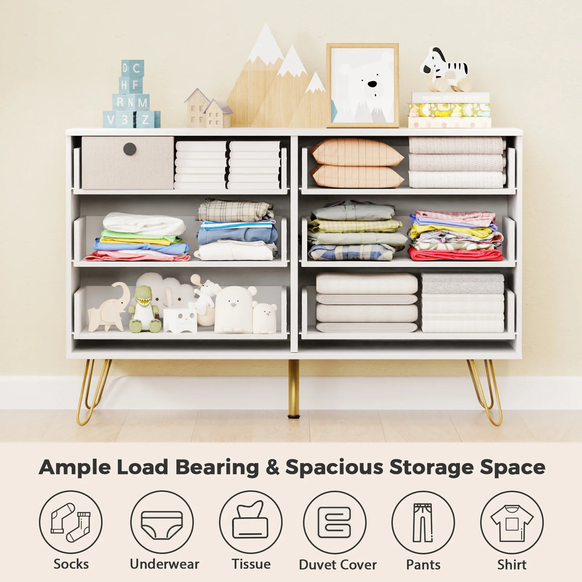 White 6 Drawer Dresser O958