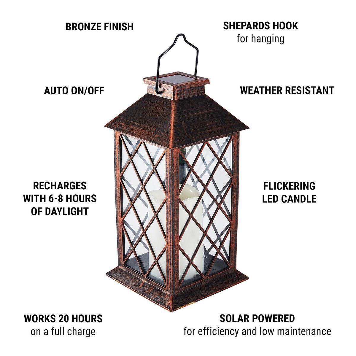 11 in. Solar LED Lantern S649