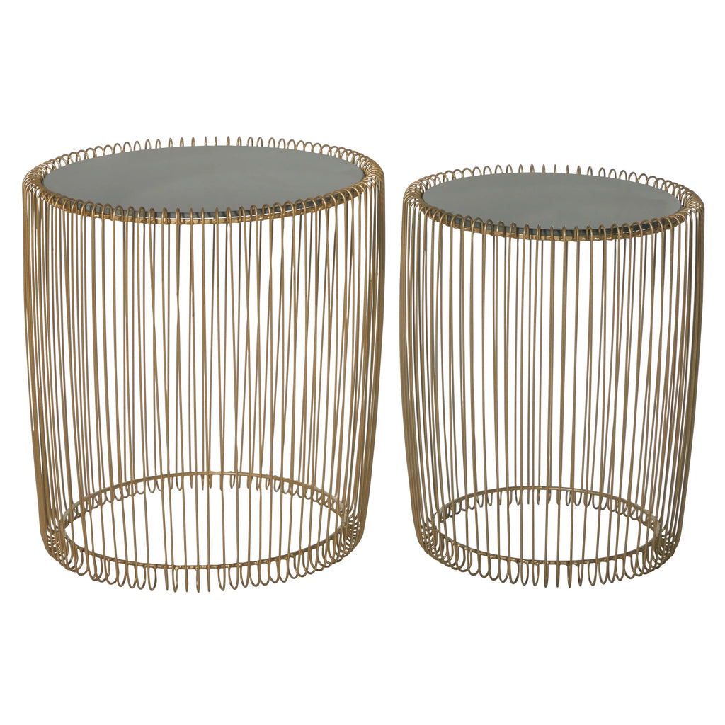 18" x 18" Gold Metal Accent Table with Glass Top, 2-Pieces F937175