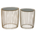 18" x 18" Gold Metal Accent Table with Glass Top, 2-Pieces F937175