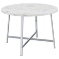 45 in. Faux Carrara Round Marble Top Dining Table with Metal Legs H67959