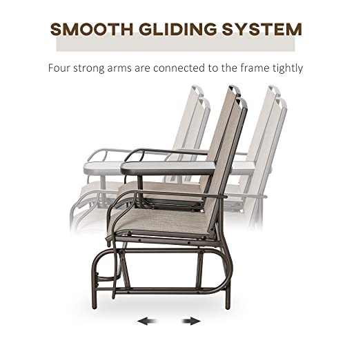 Beige Outdoor Glider Bench with Center Table H8041