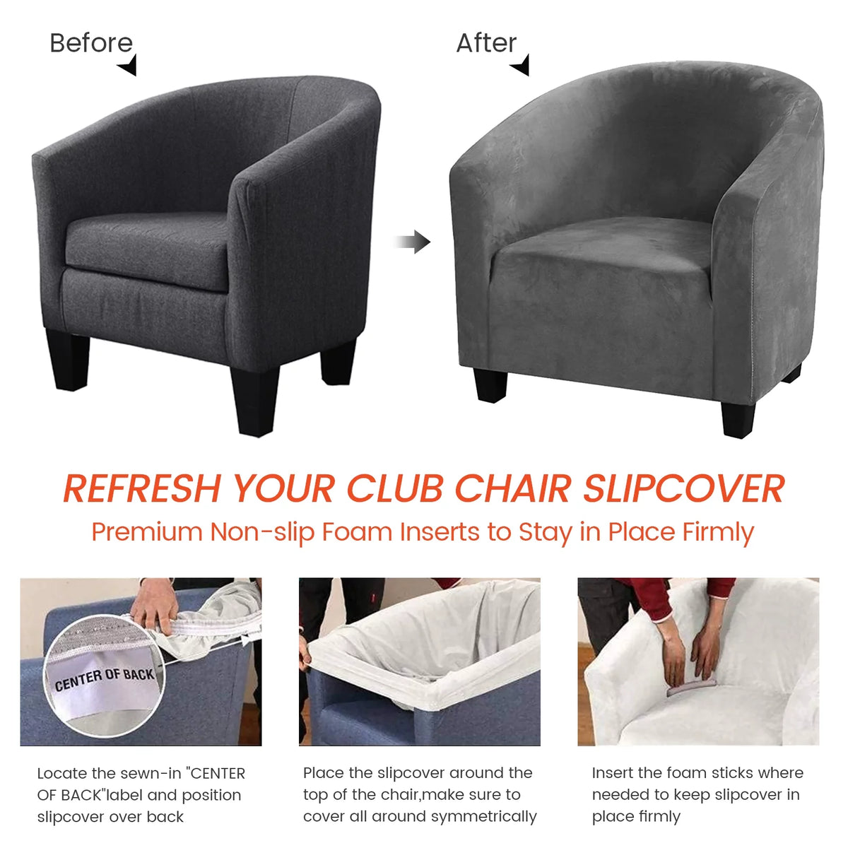 Stretch Velvet Club Chair Slipcover E391