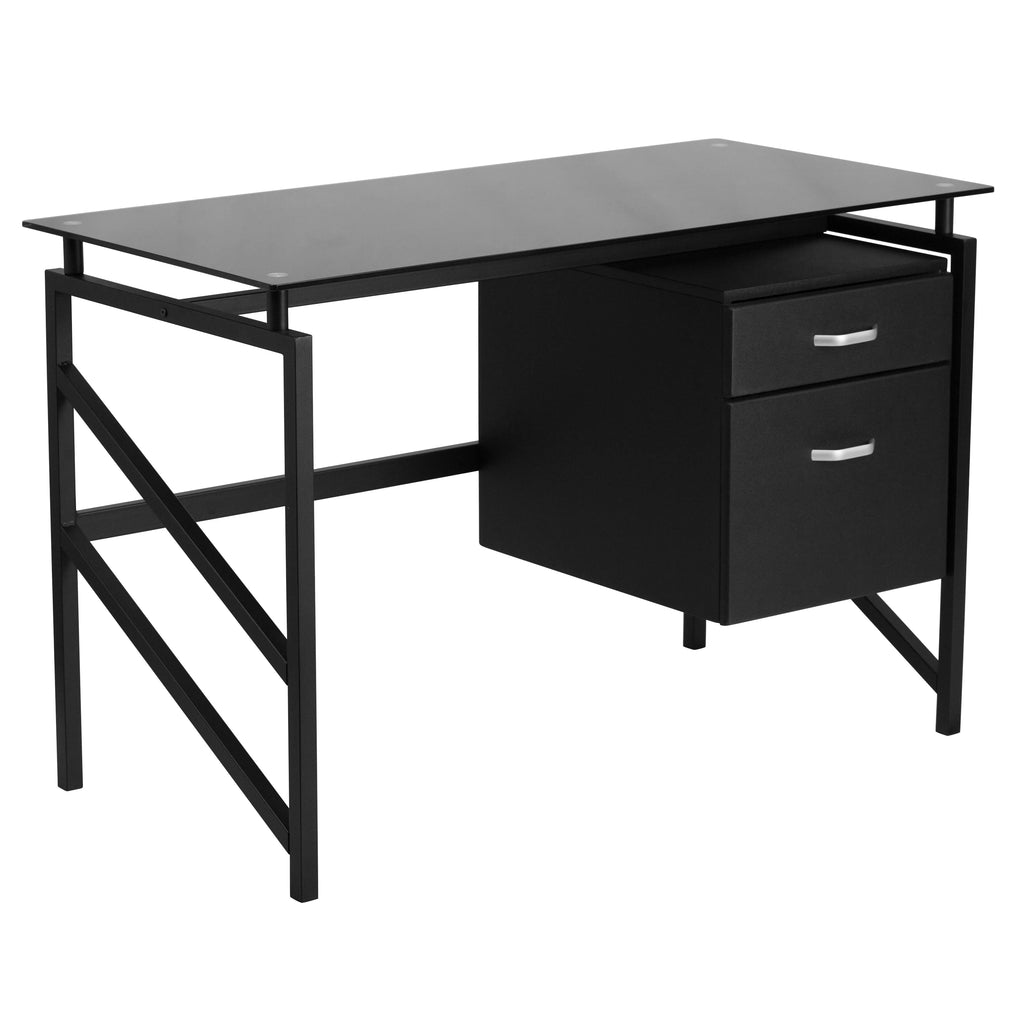 Glass Desk with Two Drawer Pedestal L187715