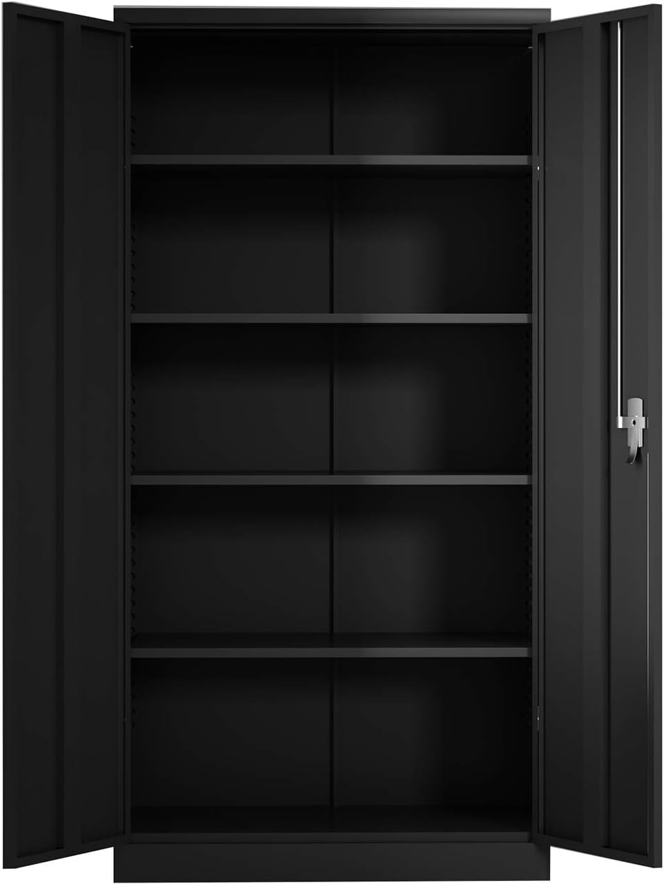 Large Space Steel Storage Cabinet with 4 Adjustable Shelves and Lock 2 Doors K30210