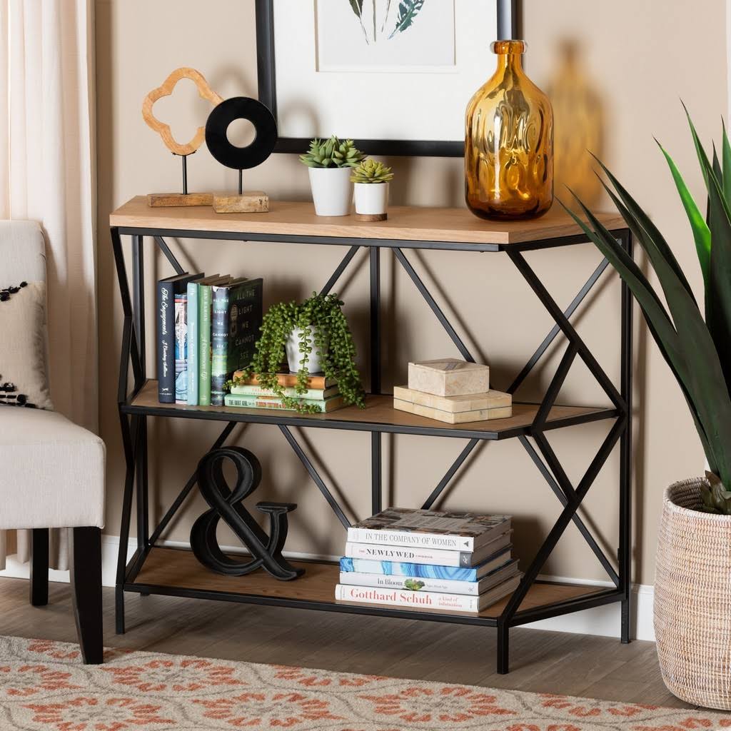 3-Tier Console Table Walnut Brown W979264